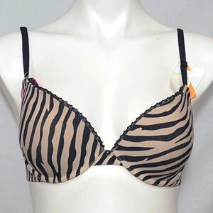 34A Maidenform 9279 Cotton Signature Push Up UW‎ Bra Zebra NWT